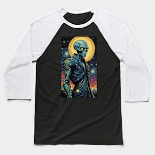 Starry Night Extraterrestrial: Van Gogh's Alien Abstraction Baseball T-Shirt